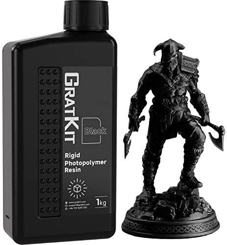 GratKit 8K 3D-Druck Resin, 1000g hochpräzises 405nm Photopolymer Harz, 1kg geruchsarmes Flüssigharz für LCD und DLP SLA 3D-Drucker, Schwarz