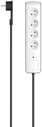 Hama Steckdosenleiste mit Überspannungsschutz mit Schalter (Bloc 4 Steckdosen 16 A Look Design, Verlängerungskabel 1,5 m, Mehrfachsteckdose energiesparend, Steckdosen 45°, Flache Stecker, 3680 W,