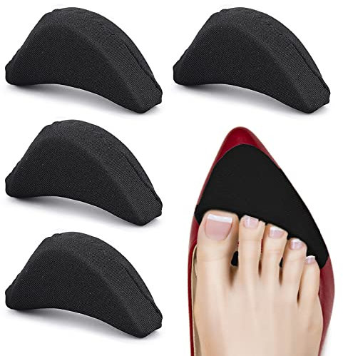 WLLHYF 2 Pairs Soft Sponge Adjustable Shoe Filler， Big Toe Plug Foot Brace Pads Unisex Too Inserts for High Heel Women Relief Pain Reusable Make Shoes Fit, Black-2 Pairs, 11.0 grams