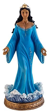 DRW Figura Yemaya de pie Azul Resina Pintada a Mano 40 cm de Alto