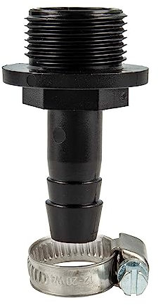 tecuro Schlauchtülle Ø 26 mm x 3/4 Zoll AG (G), mit Edelstahlschlauchschelle - PP schwarz