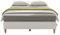 Novilla 35cm Double Metal Platform Bed Frame, 4FT6 Mattress Foundation With Fabric Cover, Metal Slat Support, Solid Wooden Support Legs, Easy Assembly, Bedroom Furniture, 135x190cm, Grey
