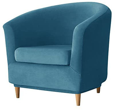 GYHH Samt Tub Stuhlhussen,Club Chair Schonbezug Elastisch Stretch Sofahusse Husse Wanne Stuhlhussen Für Clubsessel Loungesessel Cocktailsessel Schonbezüge (27# Peacock Blue,2-STÜCK)
