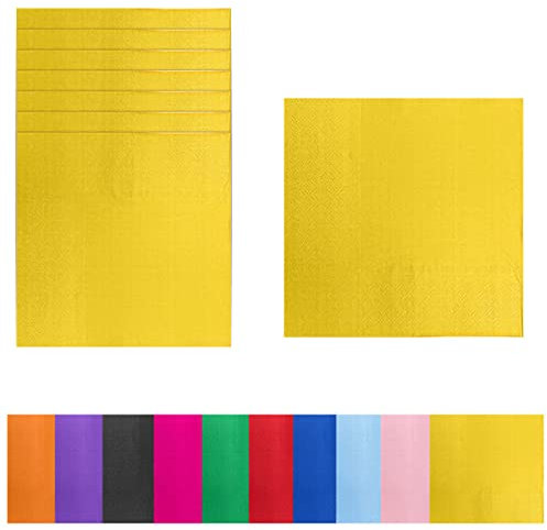 Aisszhao 20PCS Yellow Serviettes Napkins,33cm Talking Tables Paper Napkins,Solid Colour Napkins,2 Ply Beverage Luncheon Decorative Soft Dinner Napkin Cocktail (AZCSCJ0308)