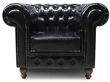Chesterfield Sessel 1-Sitzer - Veganes Leder - My Chesterfield Antik Grün - Handgefertigtes, hochwertiges Original Chesterfield, 100% Veganes Leder - Breite 110cm