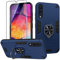 Btstring Hülle kompatibel mit Samsung Galaxy A50 mit Schutzfolie, Militär Standard Stoßfest Handyhülle Case Hybrid Metall Ring Halter Schutzhülle Handy Hüllen Cover -Blau