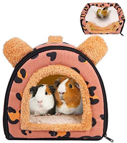 Pantula Meerschweinchen Bett, Meerschweinchen Kuschelhöhle mit Abnehmbarem Kissen, Kaninchenhöhle Winter Kuschelhöhle für Meerschweinchen Frettchen Igel Chinchilla (rosa)