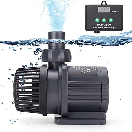 HTONVK 23W Submersible Pump (2500L/H) Ultra Quiet Water Pump with Controller, 2.5m High Lift Submersible and Inline Return Pump for Fish Tank, Pond, Aquarium, Statuary and Hydroponics DCP-8000