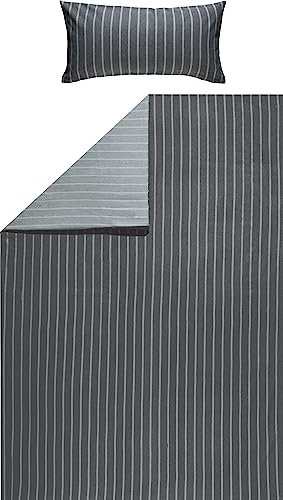 Looks by Wolfgang Joop Bettwäsche Feinflanell anthrazit-Silber Größe 1x 135x200 cm + 1x 80x40 cm
