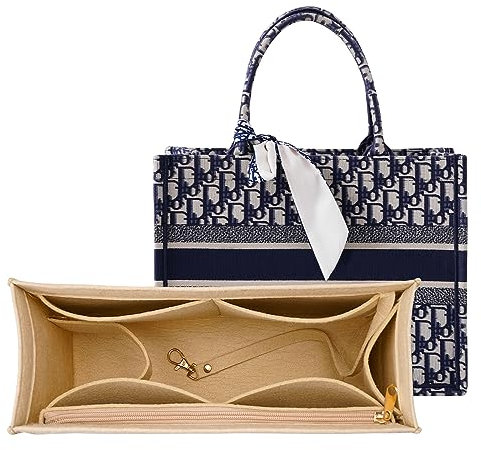 LOUKAYCCI Geldbörseneinsatz Organizer für Mini-Dior-Bücher-Tragetasche, Premium-Filz-Einsatz mit mehreren Taschen (klein, Khaki)