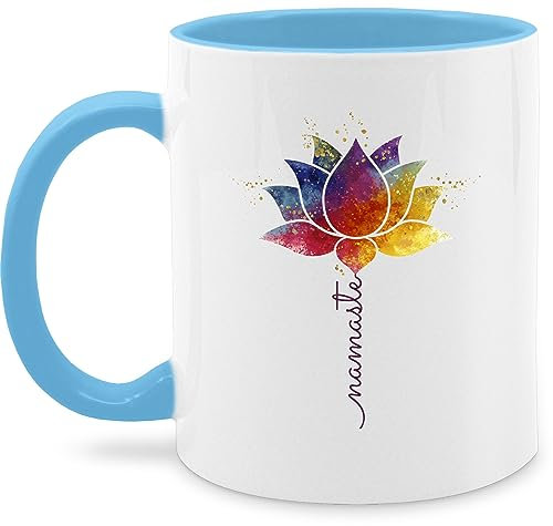 Tasse Tassen 325ml - Namaste Lotusblüte Yoga Mandala Spirit Wellness Meditation - 325 ml - Hellblau - esoterik yoga-tasse joga lotusblume mug spirituelle yoga+tasse geschenke teetasse fans für