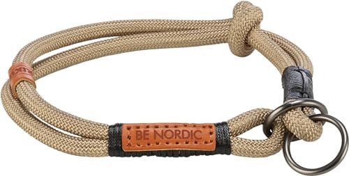 TRIXIE Zug-Stopp Hundehalsband BE Nordic S Sand/schwarz – bequemes Hundehalsband für kleine Hunde mit Zugbegrenzung - robust & elegant – 17314