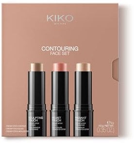 KIKO Milano Contouring Face Set 01, Gesichts-Make-up-Set mit 3 Sticks: Rouge, Highlighter und Contouring
