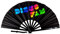 DiscoFan Folding Hand Fans for Women, Personal Handheld Fan for Men, Festival Fan, Drag Fan, UV Glow Party Fans for Wedding, LGBT Gay Pride Accessories, Birthday Decoration Props (Black Rainbow)