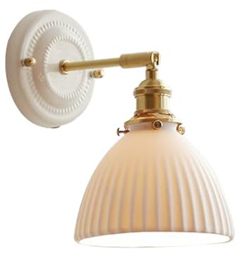 YFMYY Verschiedene Arten von Wandleuchten, Wandleuchte im japanischen Stil mit Keramiklampenschirm und Messingsatz, dekorative Retro-Wandbeleuchtungskörper für den Innenbereich, Wandleuchte für Schlaf