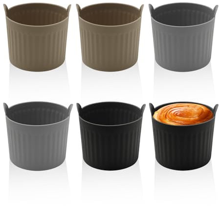 ZBHDEYG Vassoi da 6 pezzi, per muffin, in silicone, per friggitrici ad aria calda, stampi per uova ad acqua, utensili da forno ad aria calda