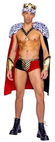 Men's Sexy Faux Fur Royal King of Hearts Fancy Dress Costume | Sexy Fancy Dress Costumes X-Large