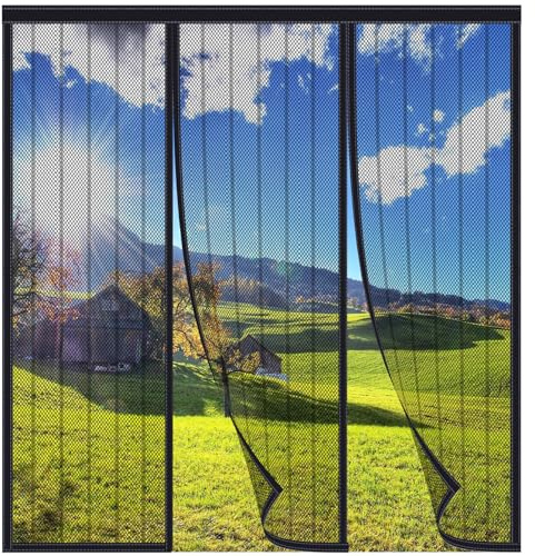 FYHDSH Tenda Zanzariera Magnetica per Porta con Doppia Apertura Laterale, per Porta Scorrevole Balcone Patio, Nero-C-240x250cm