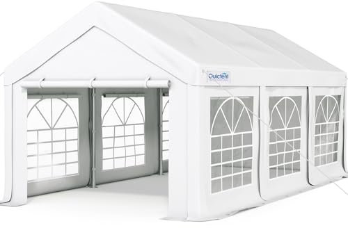 Quictent Partyzelt 3x6m, Pavillon mit 6 Seitenteilen, Gartenpavillon Wasserdicht & UV 50+, Verzinkter Stahlrahmen, Stabile 18m² Hochzeitszelt Festival Zelt mit Tragetasche,Weiß