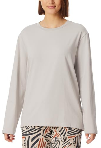 Schiesser Damen Schlafshirt Langarm Baumwolle - Mix + Relax Pyjamaoberteil, grau-Jaspe_182103, 44