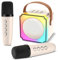 Unipanpa Mini Karaoke Maschine, Karaoke Mikrofon Kinder mit 2 Kabellosen Mikrofonen, Tragbares Bluetooth Karaoke Maschine mit Stimme Wechselnde Effekte & LED-Lichter, Geschenke für Kind, Rosa