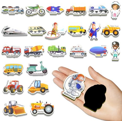 Meafeng 42-Teiliges Magnete für Kinder - Kühlschrank Spielzeug Lernspiele ab 3 Jahre (Fahrzeug)