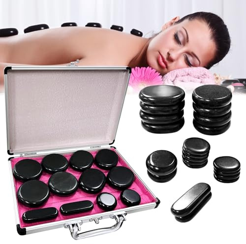 21 Stück Hot Stone Massage Set mit Heizung, Elektrisches Hot Stones Set