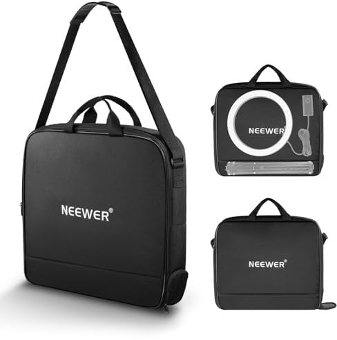 Neewer 12 Ring Light Carrying Bag for RH12B RH12C RH10B RH8B, 19.7x16.5/50x42cm Portable Protective Nylon Travel Case with Separate Section for Folded Light Stand Tripod Up to 19.7/50cm, RU-011