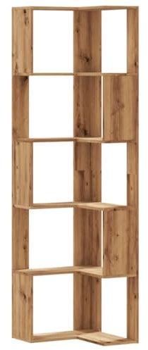 vidaXL Eckregal, Bücherregal Regal 5 Böden, Standregal Bücherschrank für Wohnzimmer, Aktenregal Büroregal Wandregal, Artisan-Eiche Holzwerkstoff