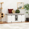Katzenschrank, Katzentoilette, Katzenklo Schrank, Katzenhaus mit Tür und Abfallbehälter, Katzenhaus für Große Katzen, Sitzbank, Weiß, MDF, 43 x 52 x 110 cm