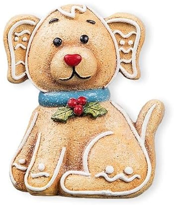 The Bridge Collection Lebkuchenhund-Weihnachtsfigur – Lebkuchen-Welpe, Tischfigur mit Zuckerguss-Akzenten, perfektes Tiergeschenk für Hundeliebhaber