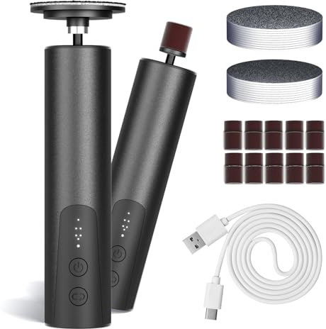 krofaue Kit de removedor de callos eléctrico, recargable por USB, 2 en 1, limpiador de pies y removedor de piel muerta, juego de pulidor eléctrico de uñas de 6 engranajes para el cuidado diario, color