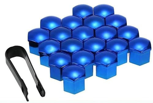 KLFDT 20 Stück Auto Radschraubenkappen für Hyundai Tucson Accent Kona Encino i30 ix25 ix35 Elantra,Radbolzen Schutz Cover Radmuttern Staubschutz Kappen ZubehöR,Diebstahlschutz Zubehör,21mm-A/Blue