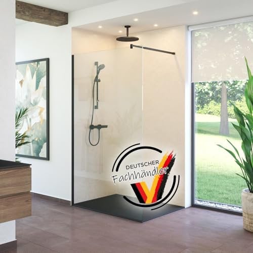 empasa Glas Duschwand Duschabtrennung Duschtrennwand für Walk-In Dusche mit Nanobeschichtung, 8 mm ESG-Sicherheitsglas, Zubehör schwarz matt, Größe:120 x 200 cm, Glasfarbe:klarglas