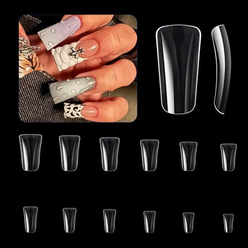 504x Duck Nails Tips Clear Nails Tips Half Covers False Nails Press On Nails Tips Curved Nails Tips Manicures Supplies