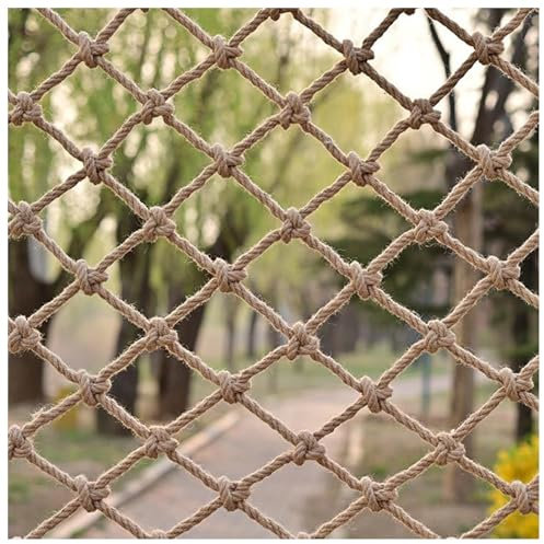 XYUERU Kletternetz 8mm Outdoor Vogelschutznetz Jute-Netz Treppe Sicherheitsnetz Anti-Fall-Netz Farbbeständig Hanfseilnetz Gartennetz(1x5m)