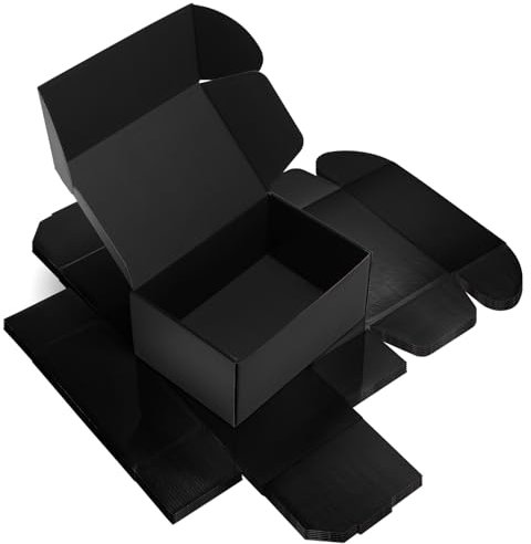 RLAVBL 6 Stück Doppelseitig Schwarze Versandkartons, Maße: 22,9 x 15,3 x 10,2 cm, einfach zu montieren, Ideal für Kleine Unternehmen