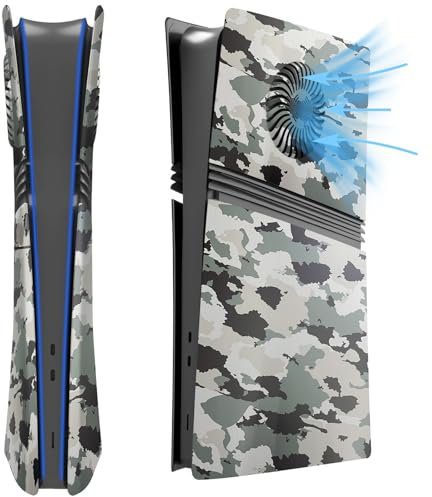 Faceplate Cover Plates for PS5 Pro Digital Edition, Replacement Skin Case with Breathable Cooling Vents Good Heat Dissipation Panel Custom ABS Shell for PS5 Pro Console Digital Version (Camouflage)