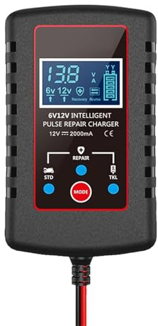 Duroecsain Hochleistungs -Akku -Ladegerät, Automobilbatterieladegerät | 12V 6V Smart Car Battery Warteur,Zykluszubehör, Wartungsmittel, Ladegerät mit LCD -Display für Rasenmäher