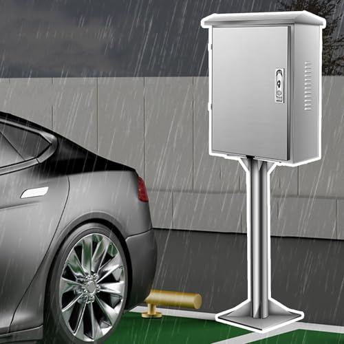 All Weather Electric Vehicle Charger Stand Box, Waterproof Ev Charger Pedestal Locking Enclosure, Car Charger Pile Column for Charging Station