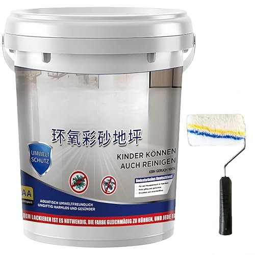 Peinture époxy pour sol sable coloré, nouvelle version 2025, peinture époxy imperméable pour sol, revêtement antidérapant effet marbre brillant pour sols de garage, réparation de murs (Blanc)