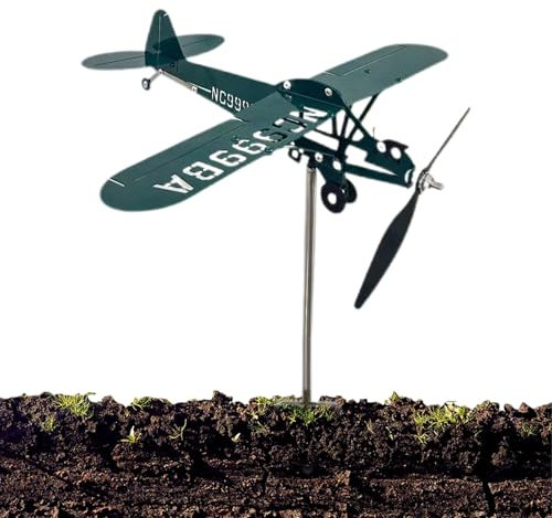 Dottduya Flugzeug Wetterfahne | Flugzeug Wetterfahne Für Dachmontage | Metall Flugzeug Skulptur Windrad Deko Für Terrasse Garten Flugliebhaber