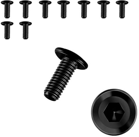 10 Piezas Tornillos M4 × 12,Tornillos Cabeza Plana,Tornillos Negros,Tornillos Hexagonal,Acero Inoxidable A2 V2A,Rosca Completa