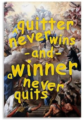 RYTRHNCV Winner Never Quits Poster, ästhetischer Leinwand-Kunstdruck, Heimdekoration für Schlafzimmer, Wohnzimmer, 50 x 75 cm, ungerahmt