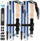 Overmont Wanderstöcke Faltbar Aluminium Ultraleicht - Verstellbar 105-125 cm Trekkingstöcke - Nordic Walking Stöcke 1 Paar mit All-Terrain Zubehör Blau