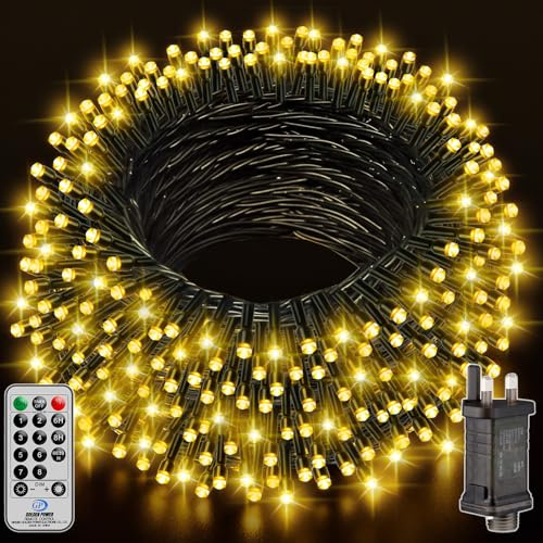 LED Lichterkette Außen Strom warmweiß - 25M + 5M 250 LED Lichterketten Weihnachtsbaum Beleuchtung Innen Mit Timer/Stecker/Fernbedienung/8 Modi, Christmas Tree Lights Outdoor Für Balkon Garten Party