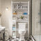 Nordivale Over Toilet Storage Unit with Tissue Holder, Space Saving Toilet Cabinet with Doors and Adjustable Open Shelves, Tall Bathroom Furniture for Laundry Room and Bathroom, White