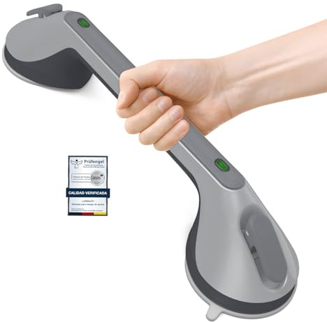 Mannicix Maniglia Doccia Anziani, Maniglie Ventosa da Bagno 43cm, Maniglione Bagno per Doccia con Ventosa per Anziani e Disabili (Argenteo)