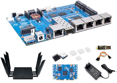 youyeetoo Banana Pi BPI-R4 Lite Router - OpenWrt, MT7987A Chip, 2GB DDR4, 2.5G SFP & RJ45 WAN, 4X 1G LAN, Network Connectivity Industrial Single Board Computer (with Wi-Fi 7 Kit)