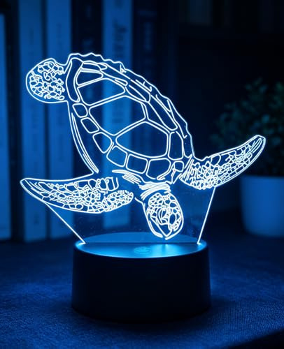 BIRBANN 3D Nachtlicht Schildkröte mit Berührungssteuerung - 7 Farben Wechsel LED Deko Lampe für Kinder, Mädchen und Jungen | Geschenk für Geburtstag und Zimmerdeko